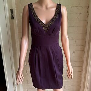 B Darlin size 7/8 plum purple and gold bronze detail dress